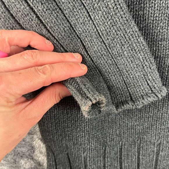 Polo Jeans Company Knitted 1/4 Zip Sweater Logo Gray Men's L Mock Neck - Picture 9 of 10